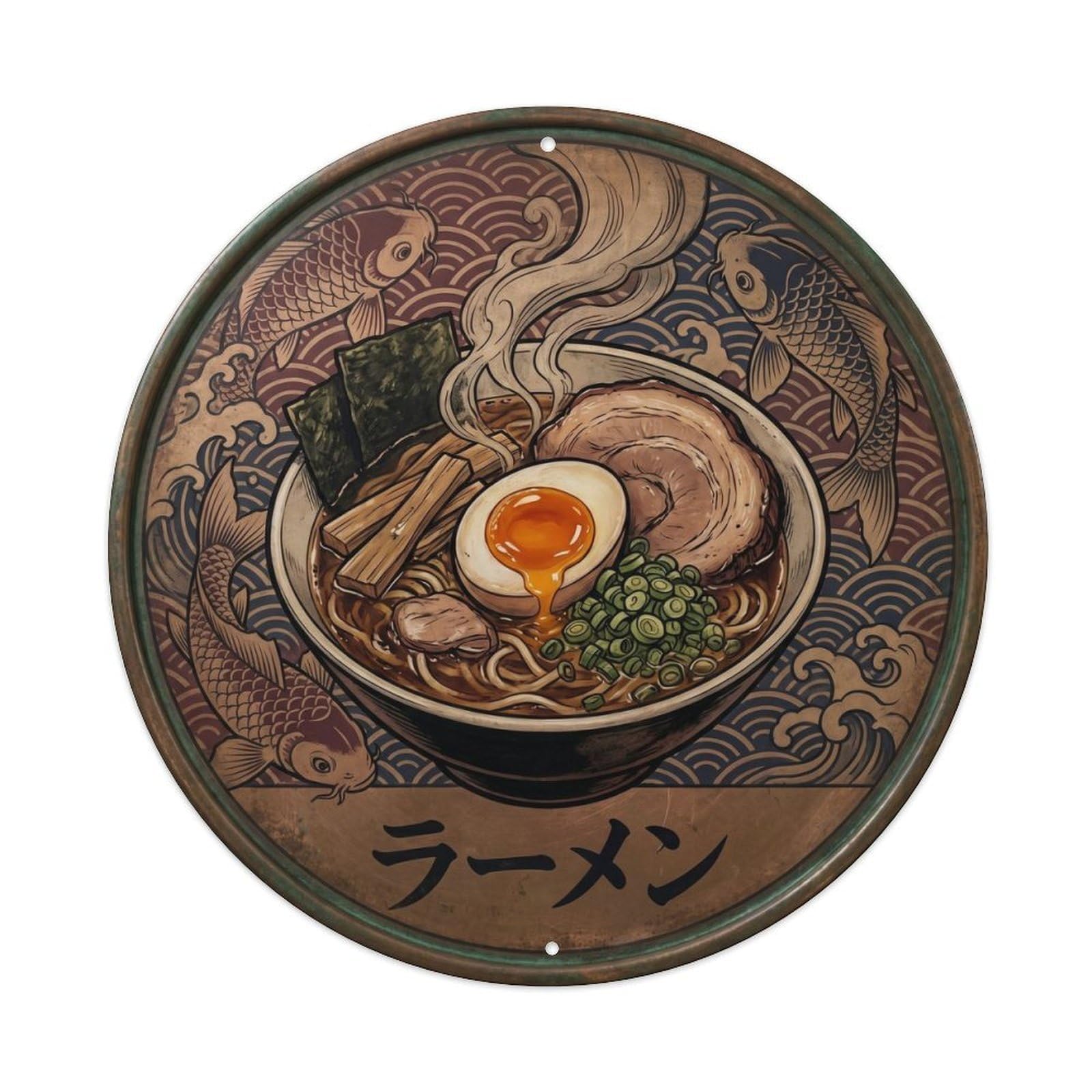 Cxhjca 8X8inch(20X20cm) Ramen Japanese Noodle Bar Taisho Roman Noodles Kitchen Metal Tin Sign