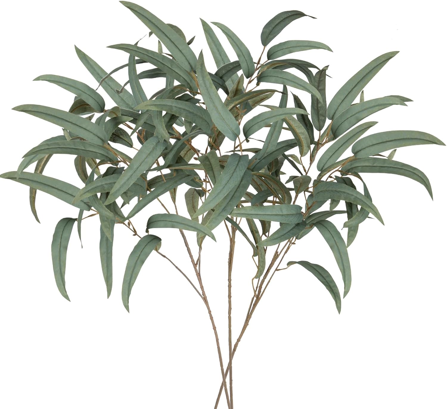 Briful Set of 6 Faux Eucalyptus Stems 39.5 '' Long Stem Artificial Branches for Vase Round Year Greenery Stems Realistic Gray Eucalyptus Leaf Sprays for Home Decor Indoor Party Wedding