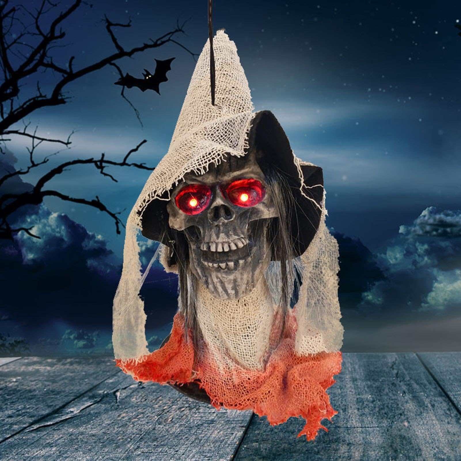 Genérico Esqueleto De Halloween Estatua Sonido Capilar Espeluznante