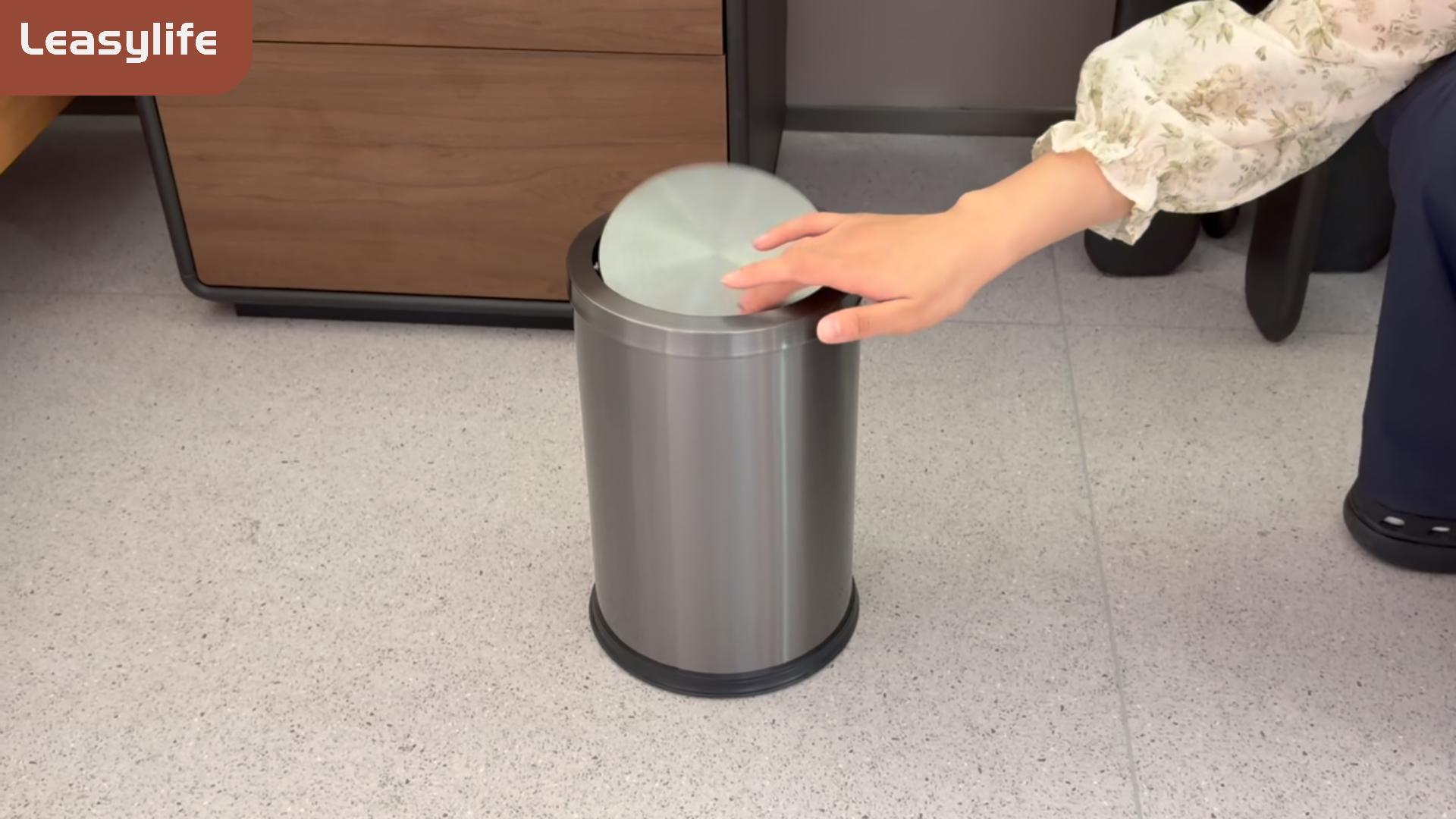 Image of Stainless Steel Trash can,Bathroom Trash can with lid,Small Trash Can with Flipping Lid, 9 L,Garbage cans for Kitchen,Living Room. Metallic Gold (Gun Gery)