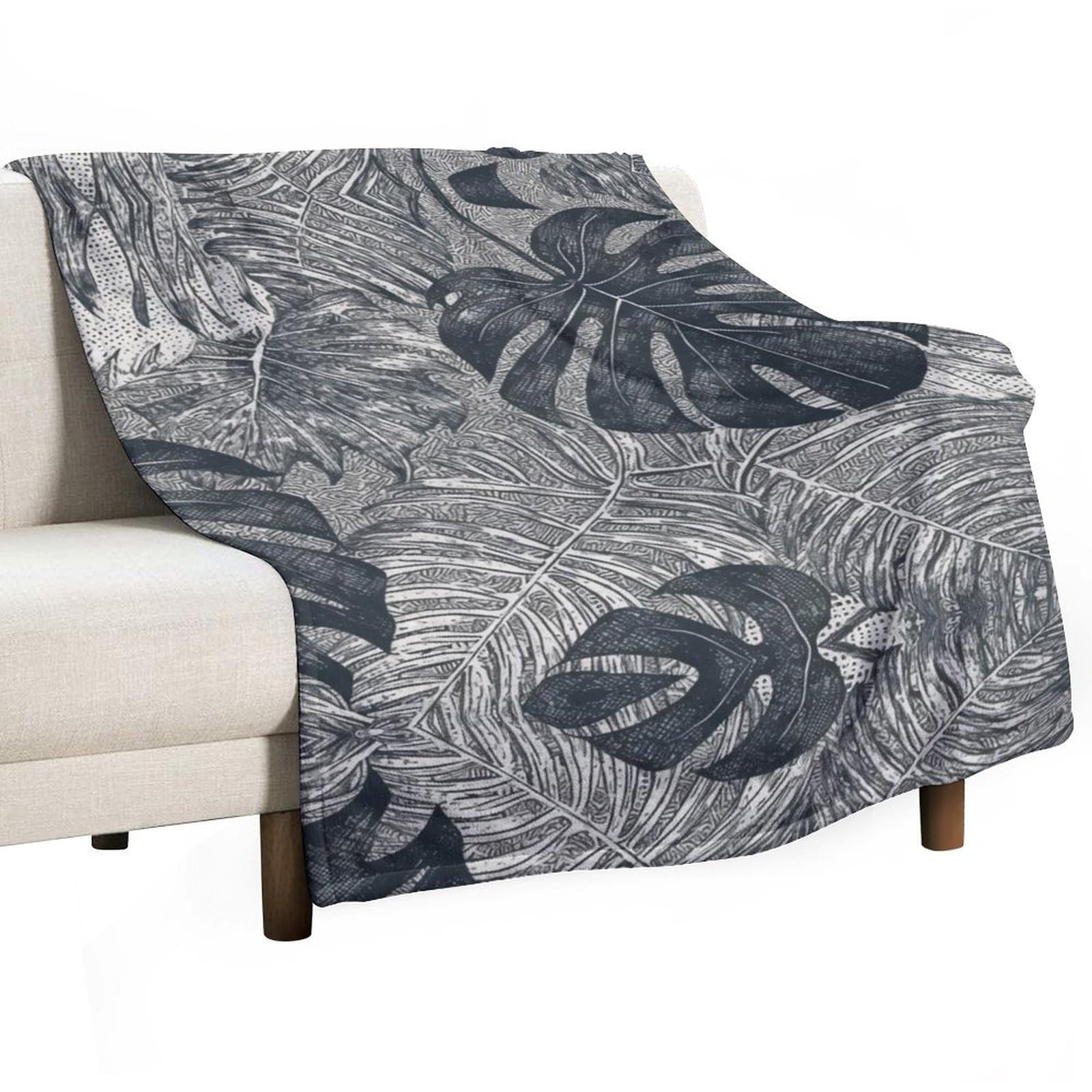 Couverture super douce flanelle Monstera cadeau cocooning plaid canapé
