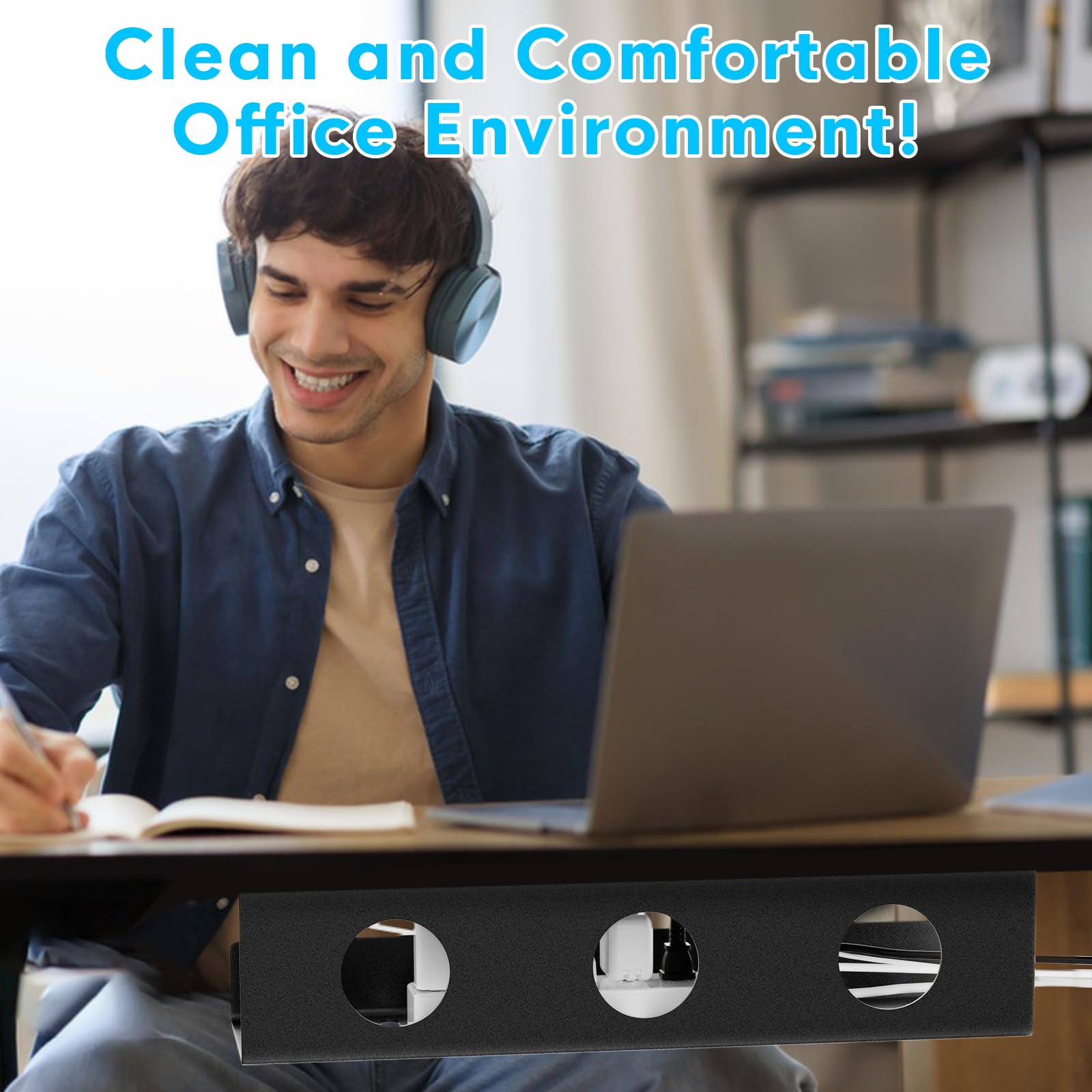 Bandeja autoadhesiva de gestión de cables debajo del escritorio, 2 unidades, organizador de cables de acero para debajo del escritorio, organizador de regletas de alimentación, sin taladro,