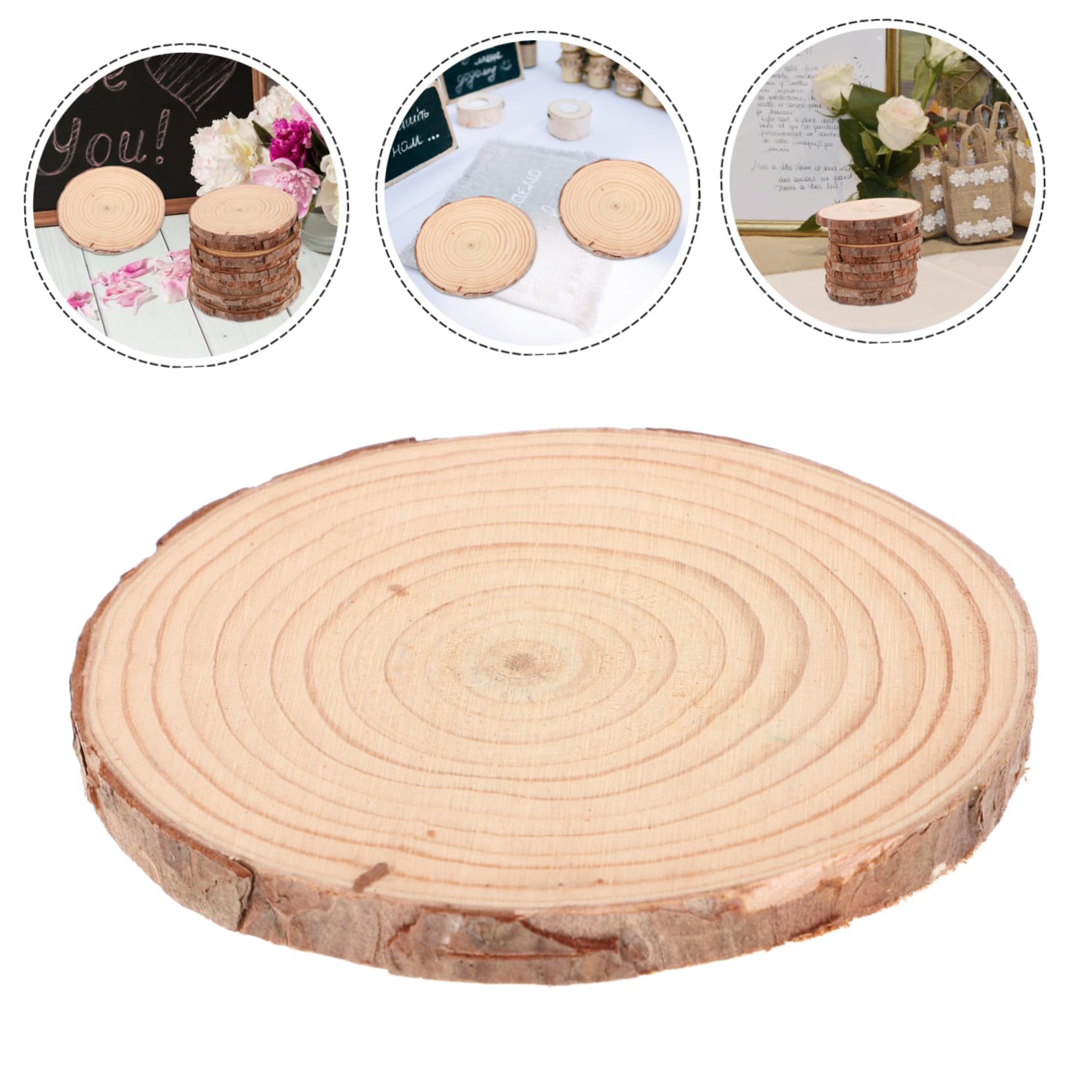 jojofuny 10pezzi Cerchi Rotondi in Legno Naturale Fette Legno Per Decorazioni Artistiche Kit Fai Da Te Per Centrotavola Dischi Non Finiti Da Matrimonio