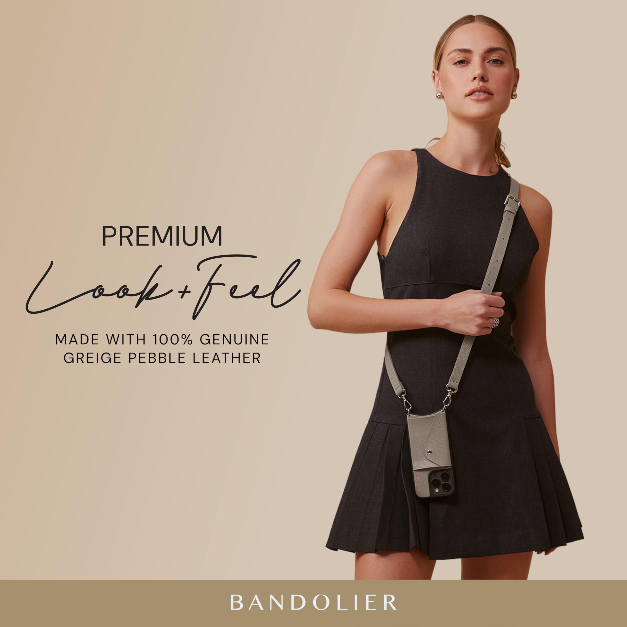 BANDOLIER ベージュ iPhone16Pro Max用ケース Amazon.com: Bandolier Hailey Crossbody Wallet Phone Case for