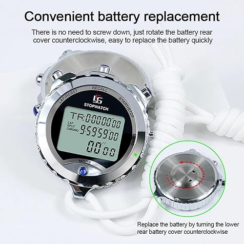 Vista 4 de Sports Timer Professional Digital with Calendar Alarm Multi-Handheld Timer for Running