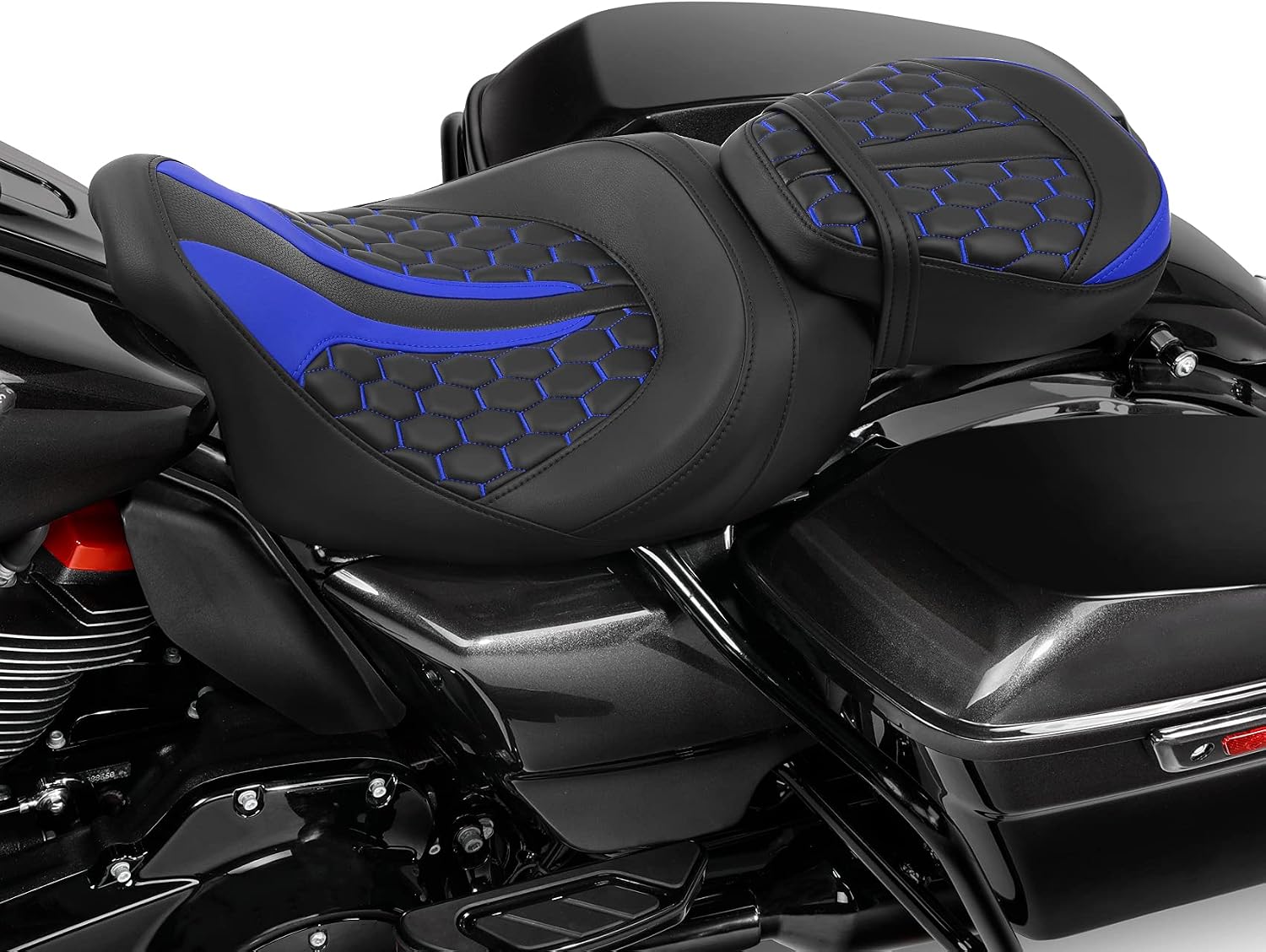 Green-L 2 Up Driver&Passenger Seat Fit for Harley CVO Street Glide Road Glide Electra Glide 2009-2023 (Black+Blue)