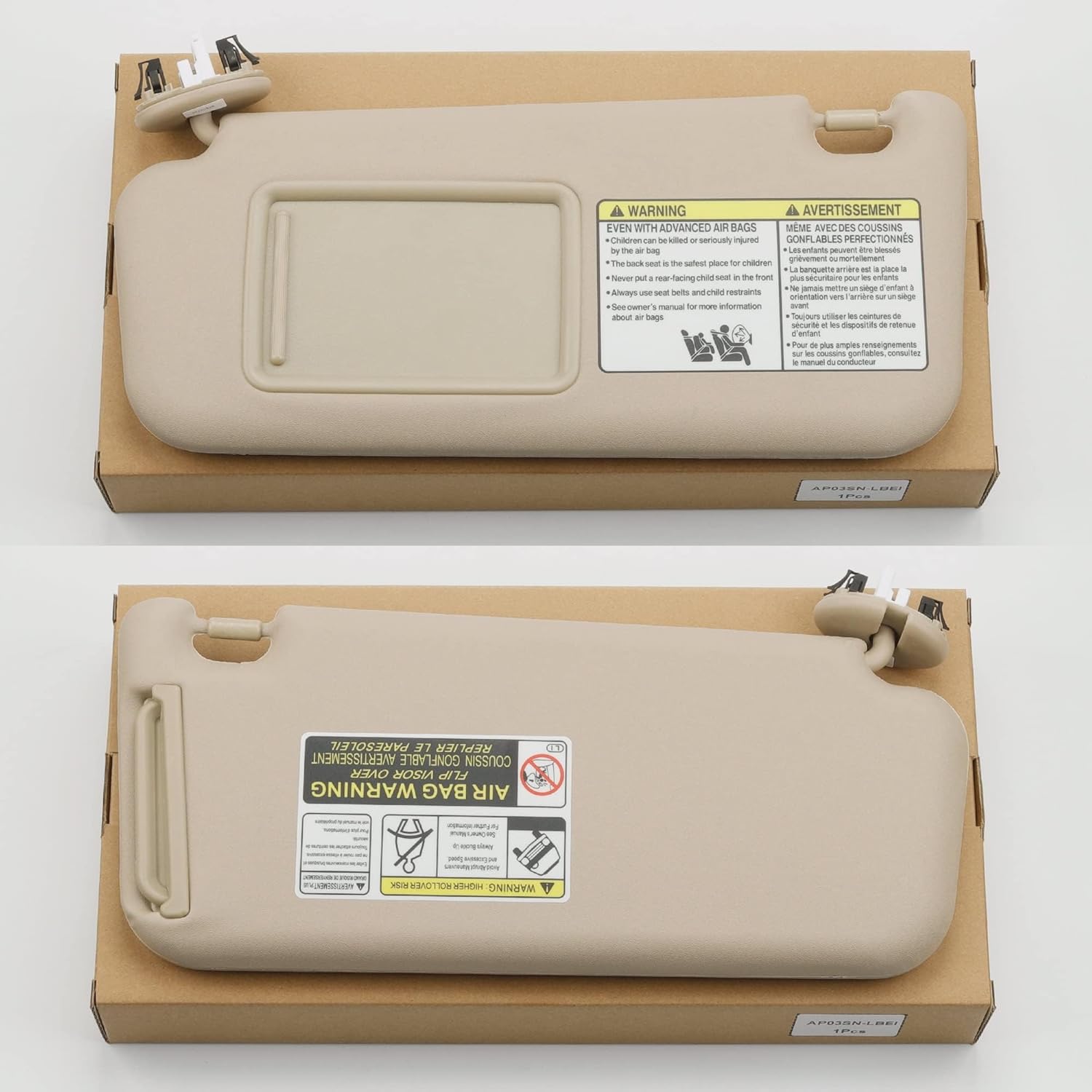 Dasbecan Left Driver & Right Passenger Side Sun Visor Compatible with Toyota Tacoma 2005-2012 2013 2014 2015 (Beige)