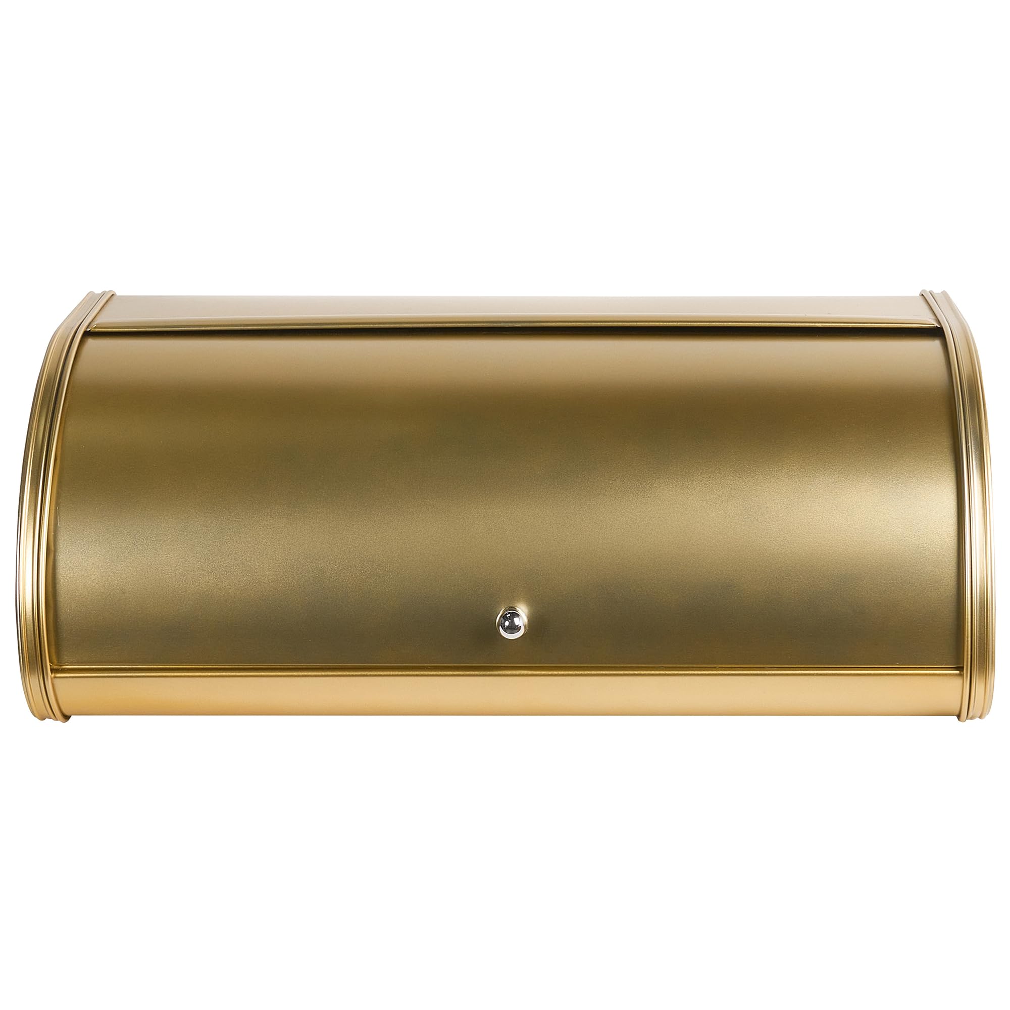 Beliani Brotkasten Edelstahl gold mit Rollklappe Griff halbrund 45 x 26 x 17 cm modern Delectation