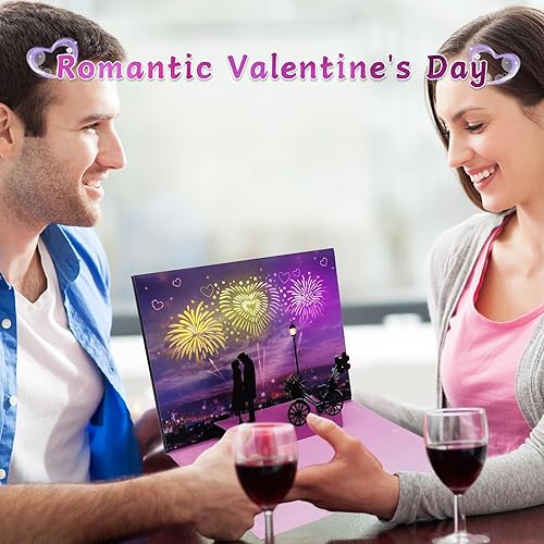 Miniatura 4 de DTESL Tarjeta de felicitación del día de San Valentín con música y fuegos artificiales, tarjeta de aniversario, tarjeta de amor, regalo de