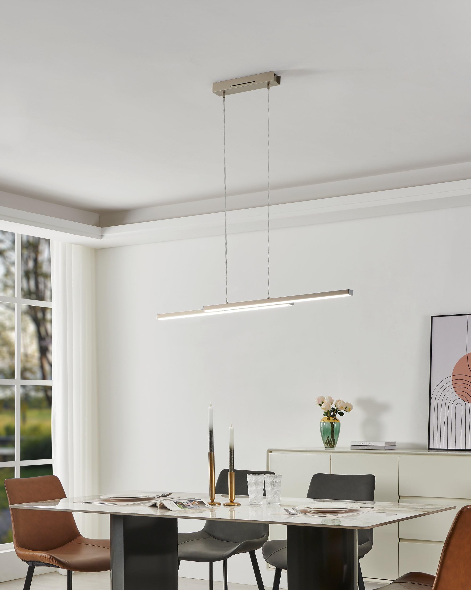EGLO connect.z Smart-Home LED Pendelleuchte Fraioli-Z, ZigBee | App und Sprachsteuerung Alexa, Lichtfarbe einstellbar (warmweiß-kaltweiß), RGB, dimmbar, Alu Hängelampe nickel-matt