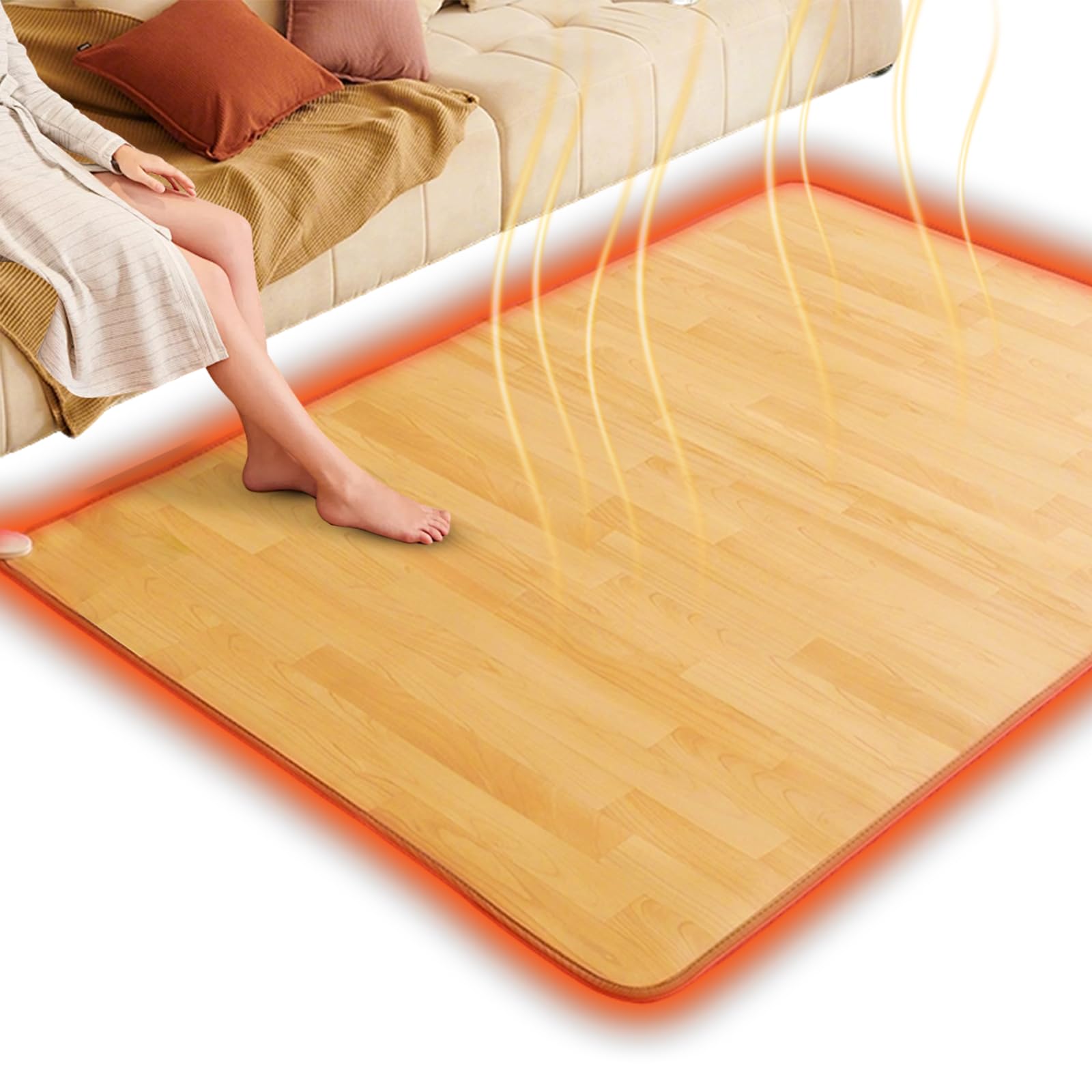 Large Heated Floor Mat Portable Infrared Heating Carpet, Heated Area Rugs Radiant Floor Heater, Heated Yoga Mat Heated Foot Warmers Under Desk (79x39in/200x100cm)