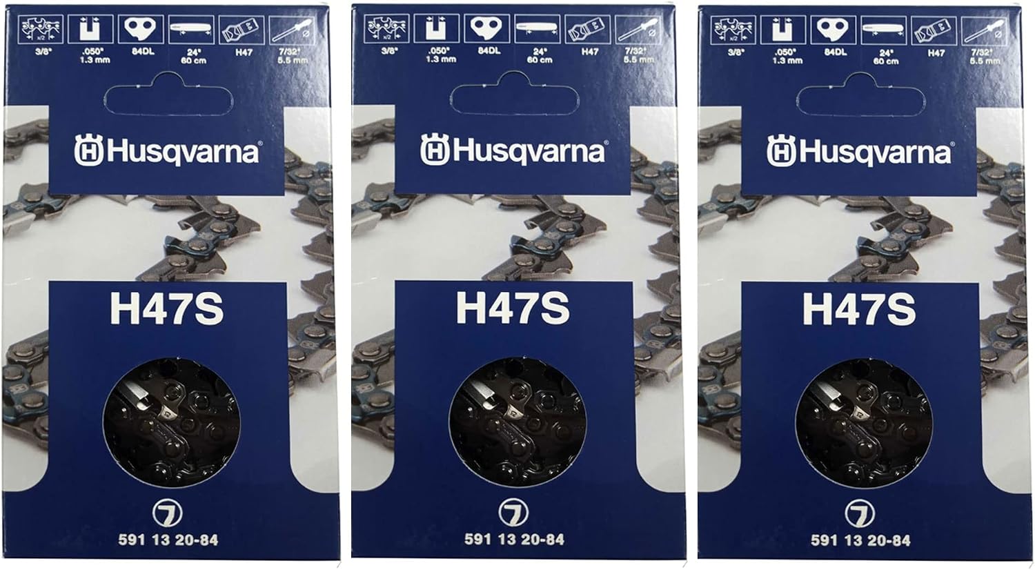 Husqvarna 591132084 OEM 24" Skip Tooth Chain H47S-84 3/8,.050VMI, Pack of 3