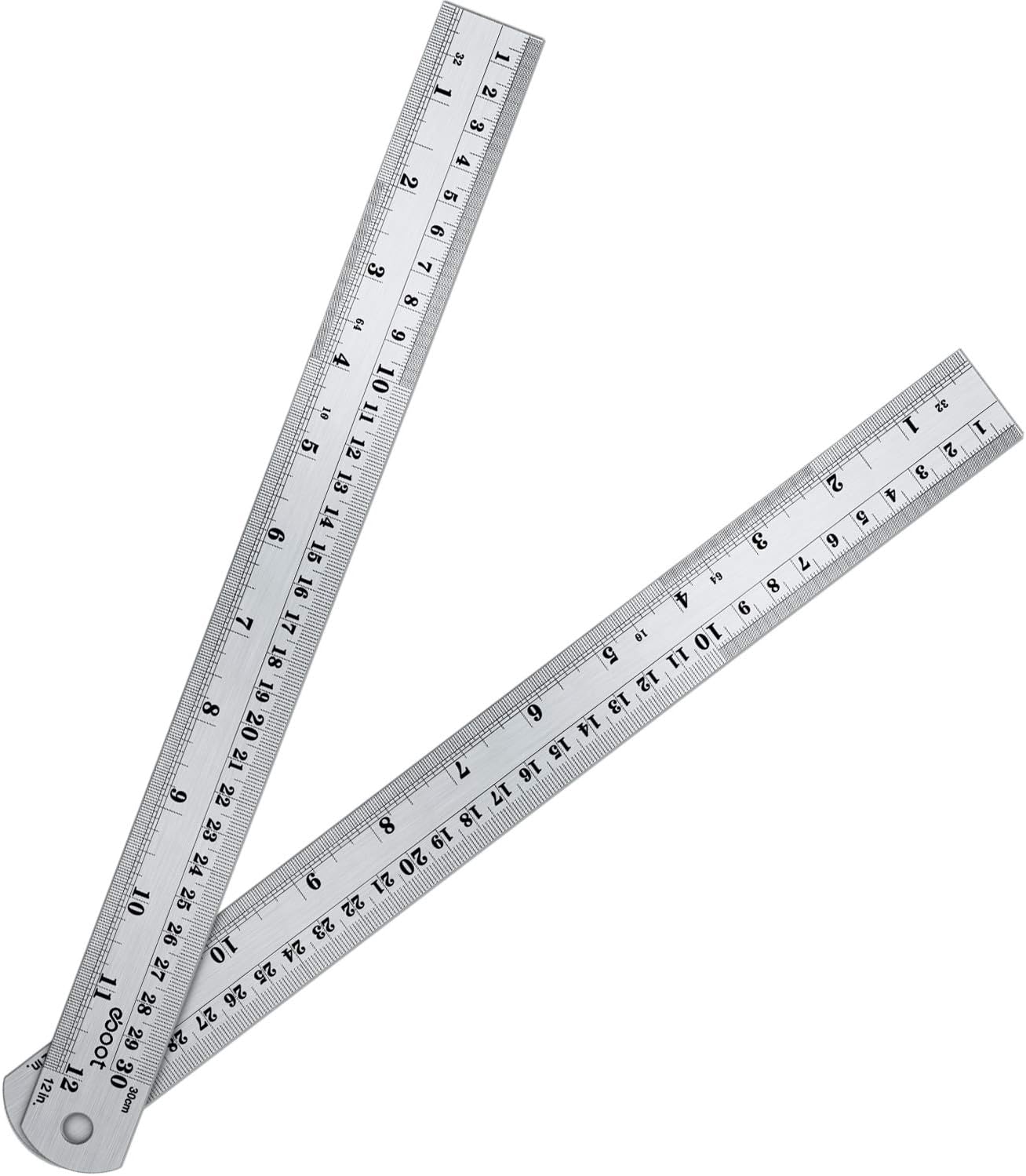 Stainless Steel Ruler and Metal Rule Kit with Conversion Table (Silver, 12 Inch, 12 Inch)