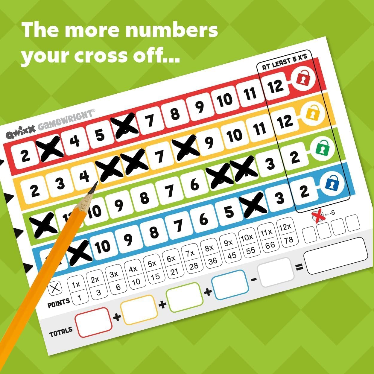 Gamewright - Qwixx Mixx - Score Pads Expansion - Roll and Write Dice Game Add-On - 2 New Ways to Play, Ages 8+