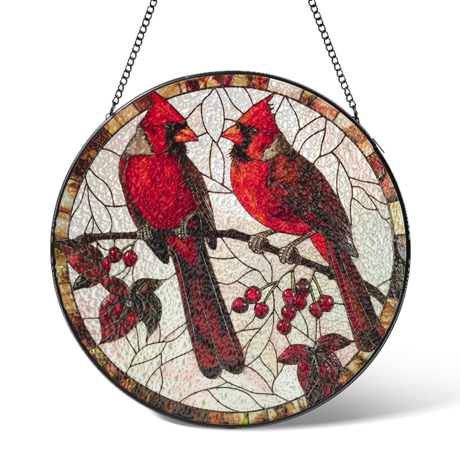 Bird Suncatchers Stained Glass Window Hanging,Birds on the Branch Suncatcher Garden Decor Birthday Gifts,Sun Catcher Home Decoration for Bedroom Kitchen Patio Windows,Wedding 7.9 IN