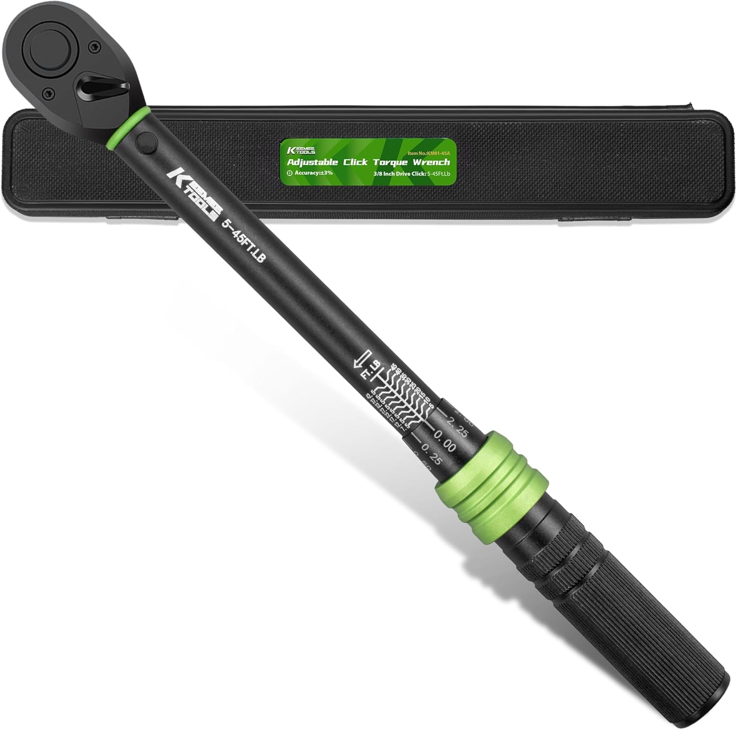 3/8-Inch Drive Click Torque Wrench - 10-120 Ft-Lb/13.6-162.6Nm, Adjustable Dual-Direction Torque Wrench with 3% Precision, 72 Tooth Head, Dual Range for Bike, Motorcycle and Car Repair