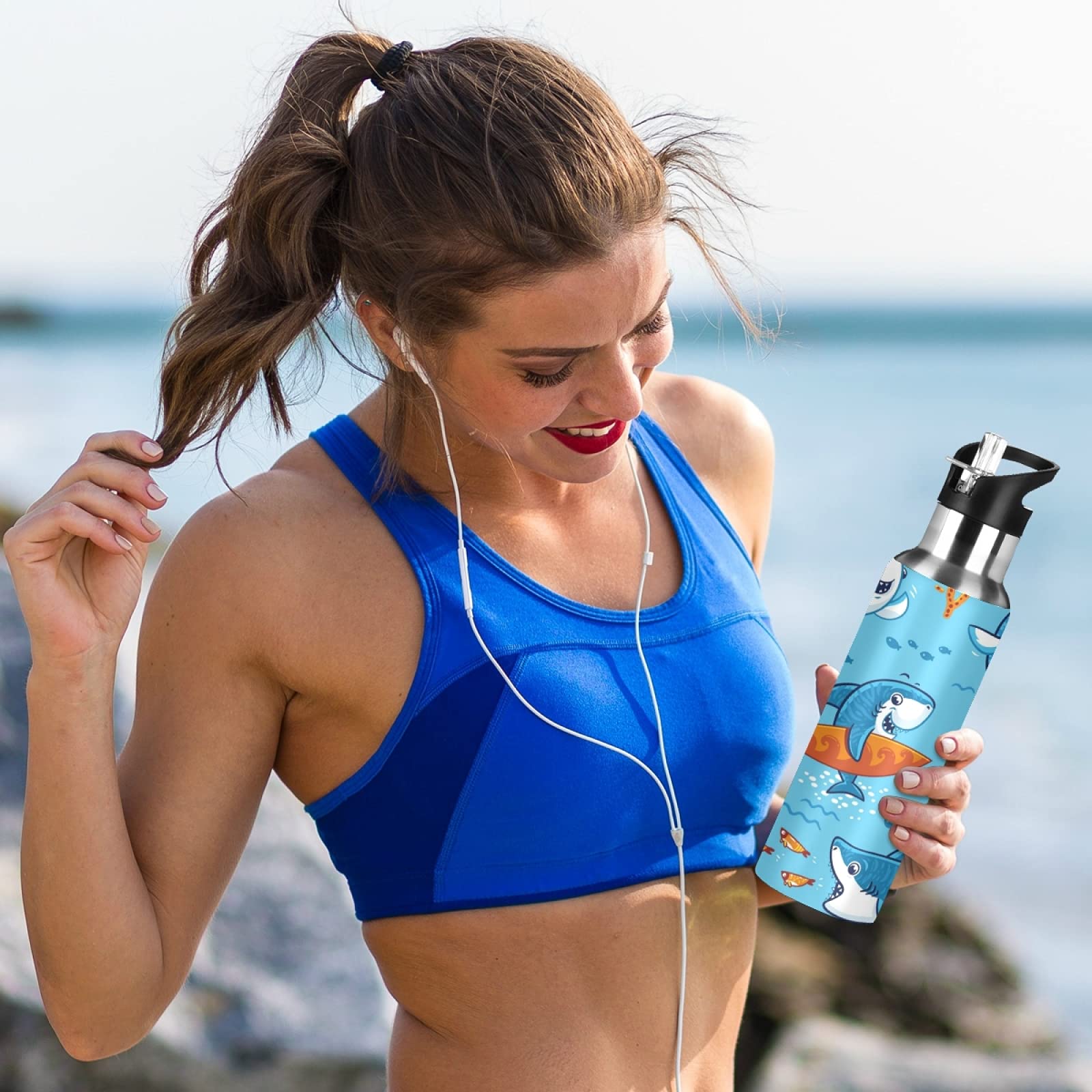 Vnurnrn Tierbaby-Trinkflasche Mit Tiger-Motiv – 600 Ml Edelstahl-Isolierflasche Mit Strohhalm, BPA-frei Für Schule & Sport
