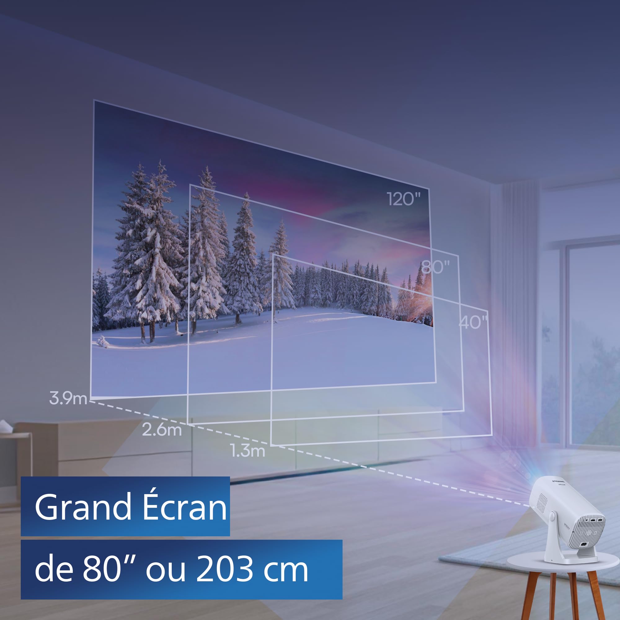 Philips Neopix 230 Smart, Videoproiettore Home Cinema, Opzioni di correzione immagine, Full HD 1080p, LuminOS, Applicazioni preinstallate.