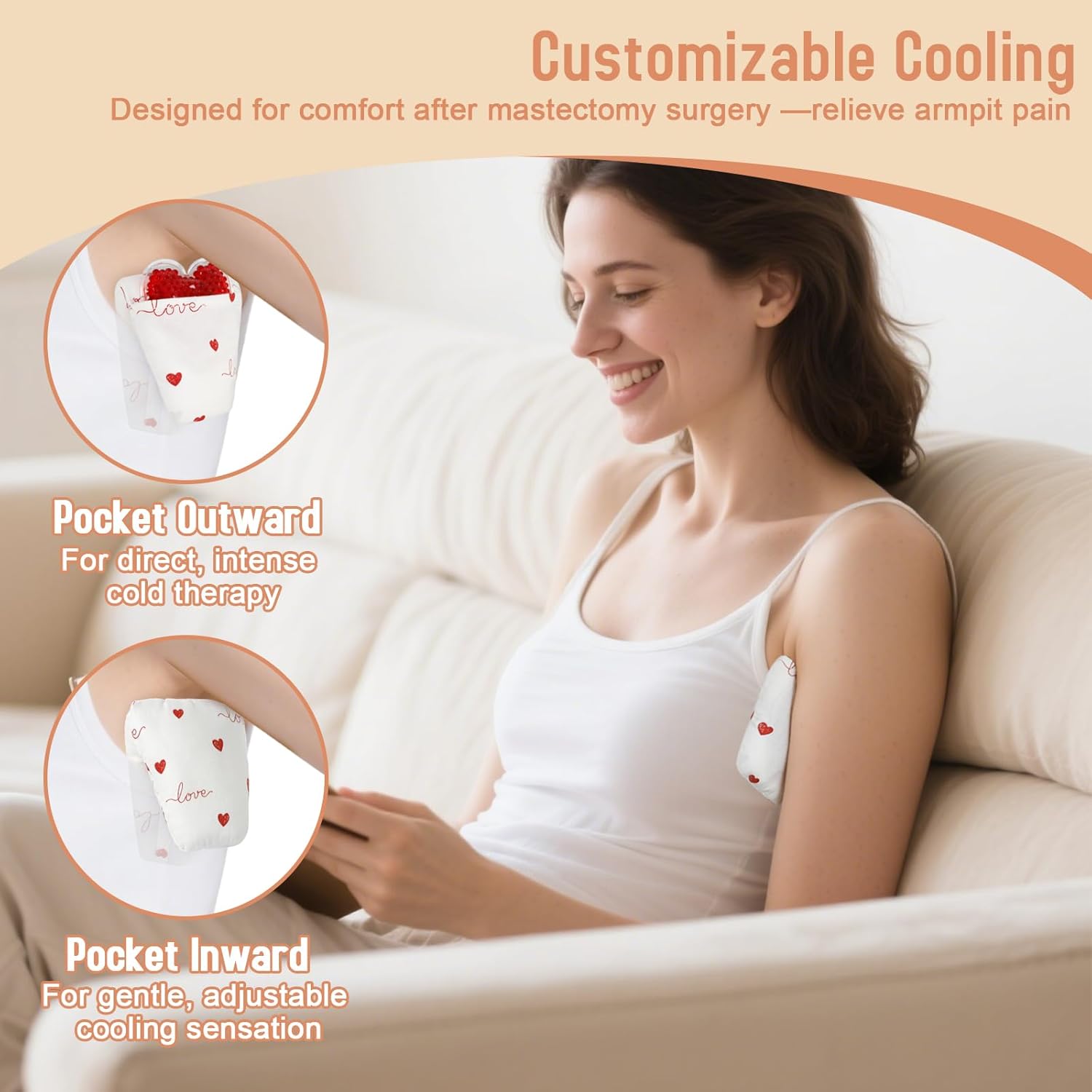 Lymphedema Axilla Pillow, Large Mastectomy Pillows Post Op Cotton Lumpectomy Recovery Supplies for Armpit Pain Relief Brown 2Pcs (Red Heart, Regular) - Image 3