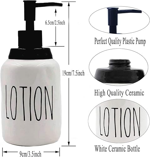 Miniatura 2 de Dispensador de jabón de cerámica de 16 onzas para cocina y baño, perfecto para dispensador de fregadero blanco de cocina, dispensador de jabón para