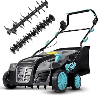 XSSIVE XSS16D 16" 15-Amp 2-in-1 Electric Lawn Dethatcher Scarifier w/14.5-Gal Bag - Revitalize Grass Fast