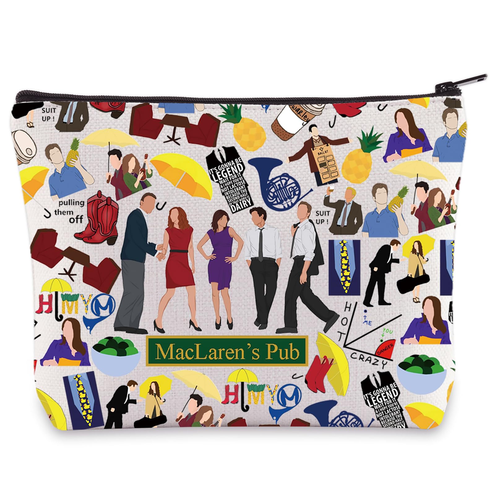 BWWKTOP How I Met Your Mom Makeup Bag Marshall and Lily & Robin Fans Gifts Ted Mosby Makeup Zipper Pouch Bag Barney Stinson Fans Gift, SUIP UP, Bag