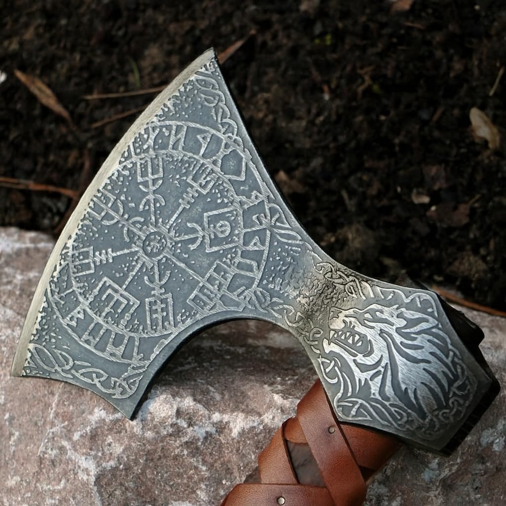 Amazon.com : SHINY CRAFTS® Handcrafted Viking Axe – Engraved