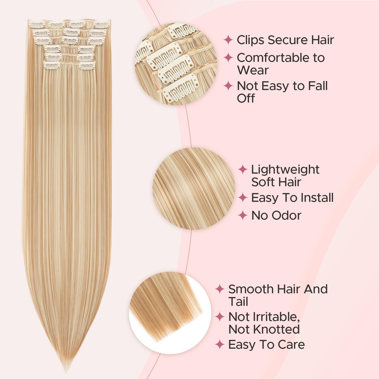 SEGOHAIR Hair Extensions Clip in Synthetic Fiber - Image 4