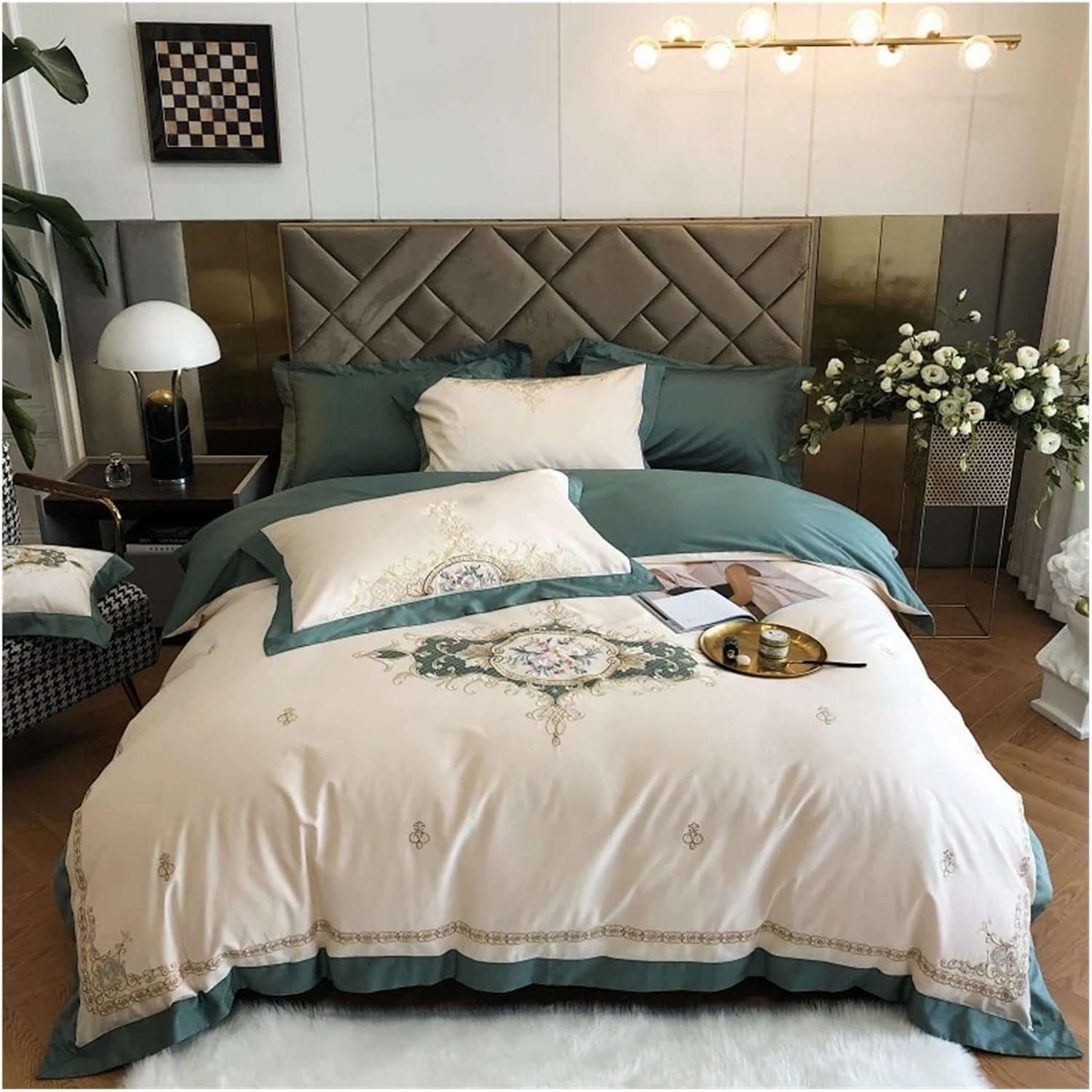 Egyptian Cotton Bedding Set Bedlinen Embroidery Duvet Cover Flat Sheet Pillowcase,Bed