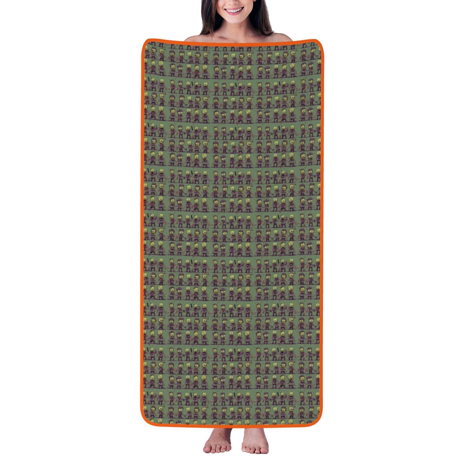 Nimongt Unisex Orange Many Zombie Print Lightweight Comfort Coral Velvet Bath Towel Home Bathroom Hotel Spa Beach Travel