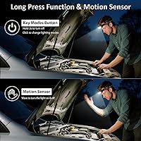 Vista 3 de LHKNL Linterna frontal recargable, lámpara de cabeza de LED superbrillante con sensor de movimiento, 1100 lúmenes, luz impermeable con luz roja