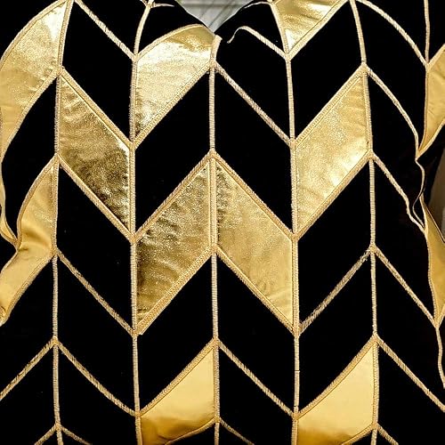 Miniatura 3 de Avigers Funda de cojín de 20 x 20 pulgadas a rayas negras y doradas, funda de almohada decorativa europea de lujo para sofá, sala de estar,