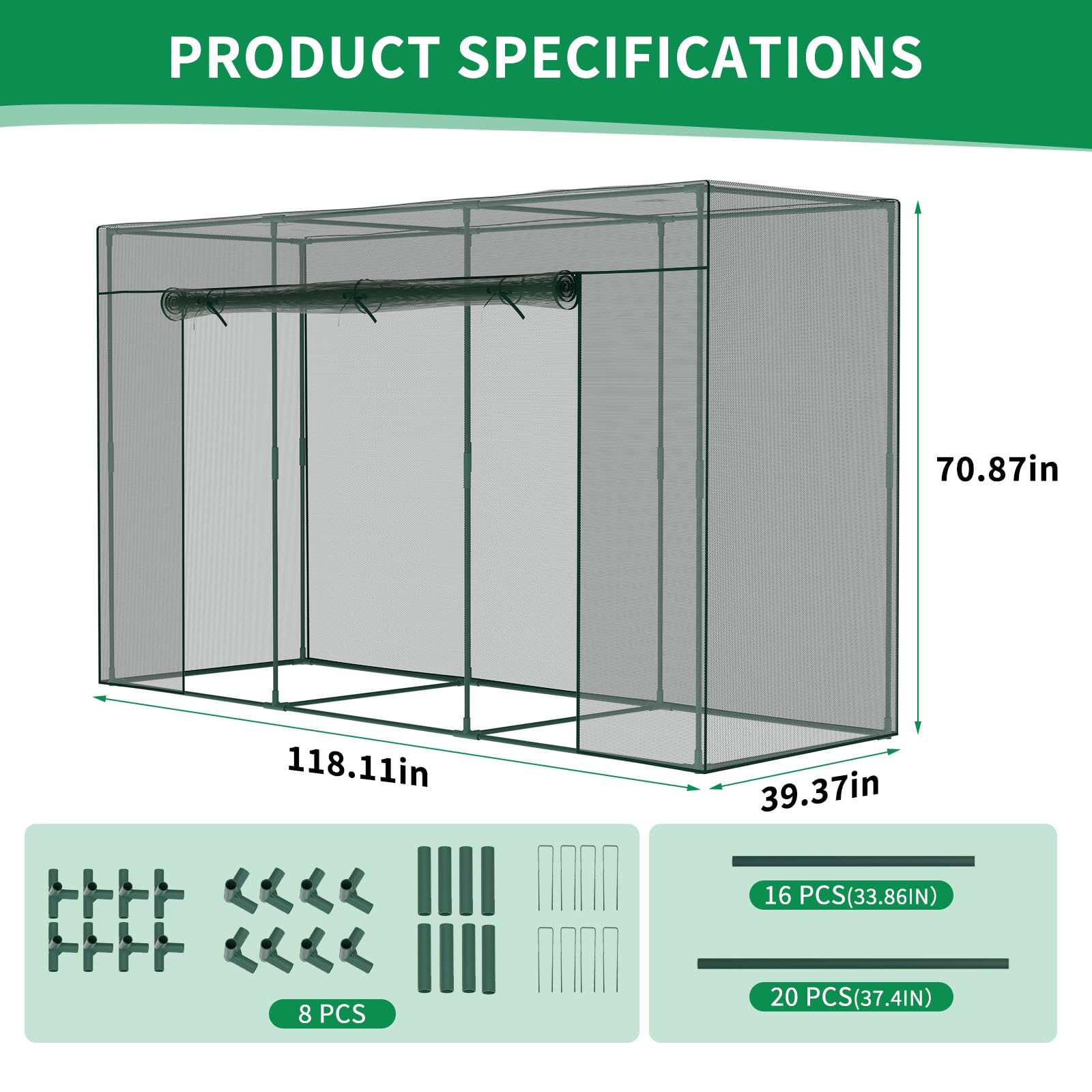 SUNYRISY 300x100x180 cm Gartenzaun Pflanzenkäfig Pflanzennetz für Tomaten Topfpflanzen Gemüse Blumen Schutz, Netz-Gewächshaus Gartennetz Zschafzaun Fence für Garten, Quadrat