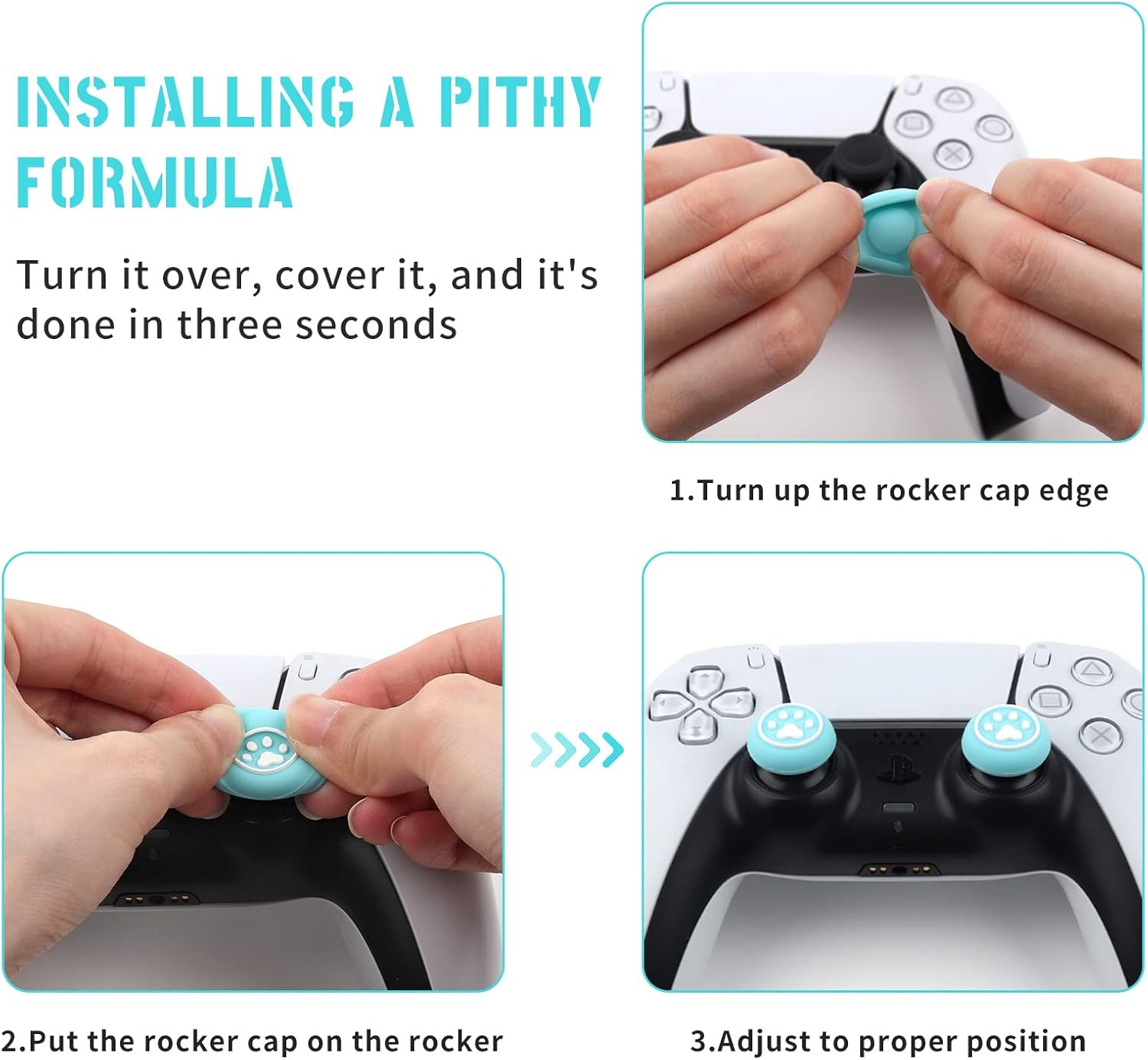 6 Pcs Cute Thumb Grip Button Cap Compatible with Playstation 5 (PS5), Playstation 4 (PS4), Xbox One, Xbox Series X/S, Nintendo Switch Pro Controller Joystick Grips Accessories