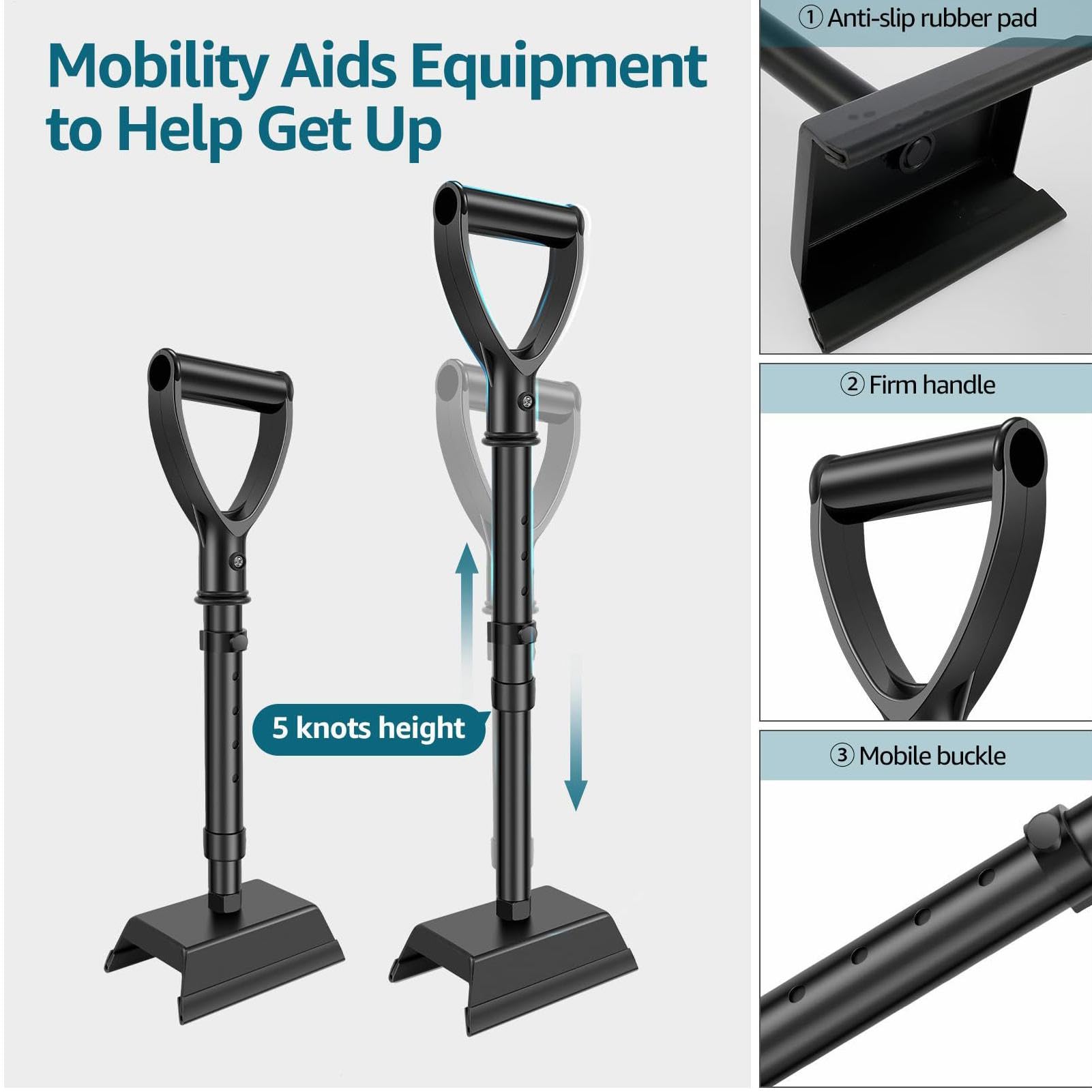 Generico Walking Stick, Crutches For Adults, Adjustable Stand Assist, Elder Support Device, Adjustable Stand Assist Mobility Tool, Stable Senior Mobility Aid For Standing Assistance, Elderly Support