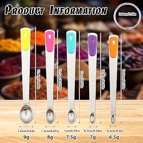 Miniatura 2 de Aster Measuring Spoons Set of 5,Stainless Steel Mini Measuring Spoons Teaspoon for Dry or Liquid Ingredients 164, 132, 116, 18, 14 tsp,Small Measure