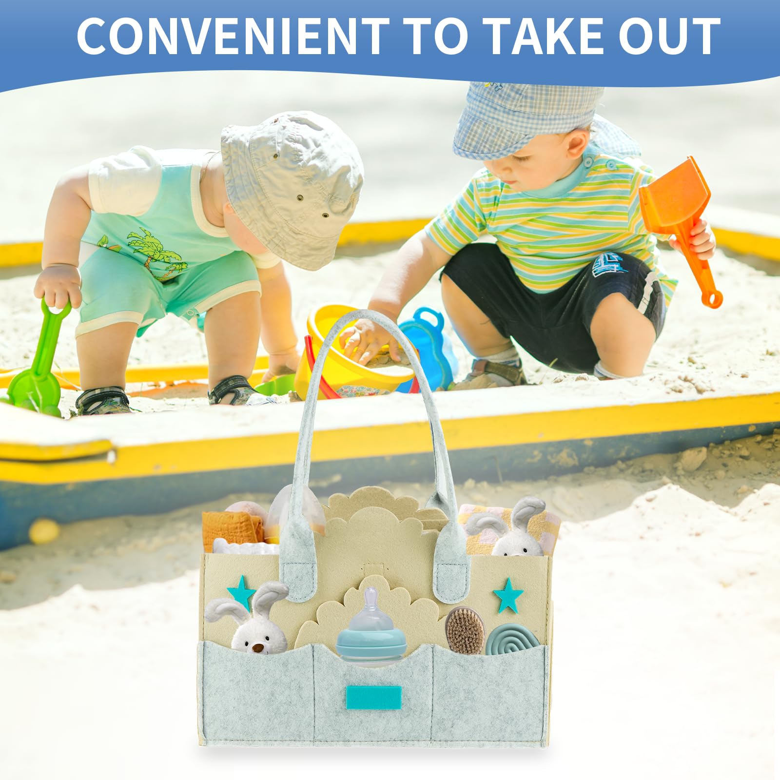 Organizador Pañales, Cesta Cambiador Bebe, Organizador pañales bebe Portatil, Cesta Bebe para Pañales con Compartimentos y Asa, Ideal para Organizar y Guardar Artículos para Bebés