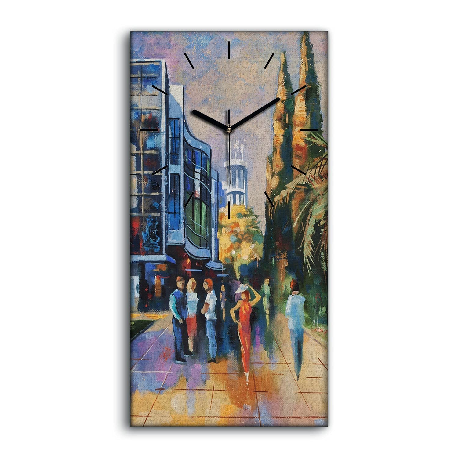 Horloge sur Toile Sans Tic-Tac avec Aiguilles Noires Précises