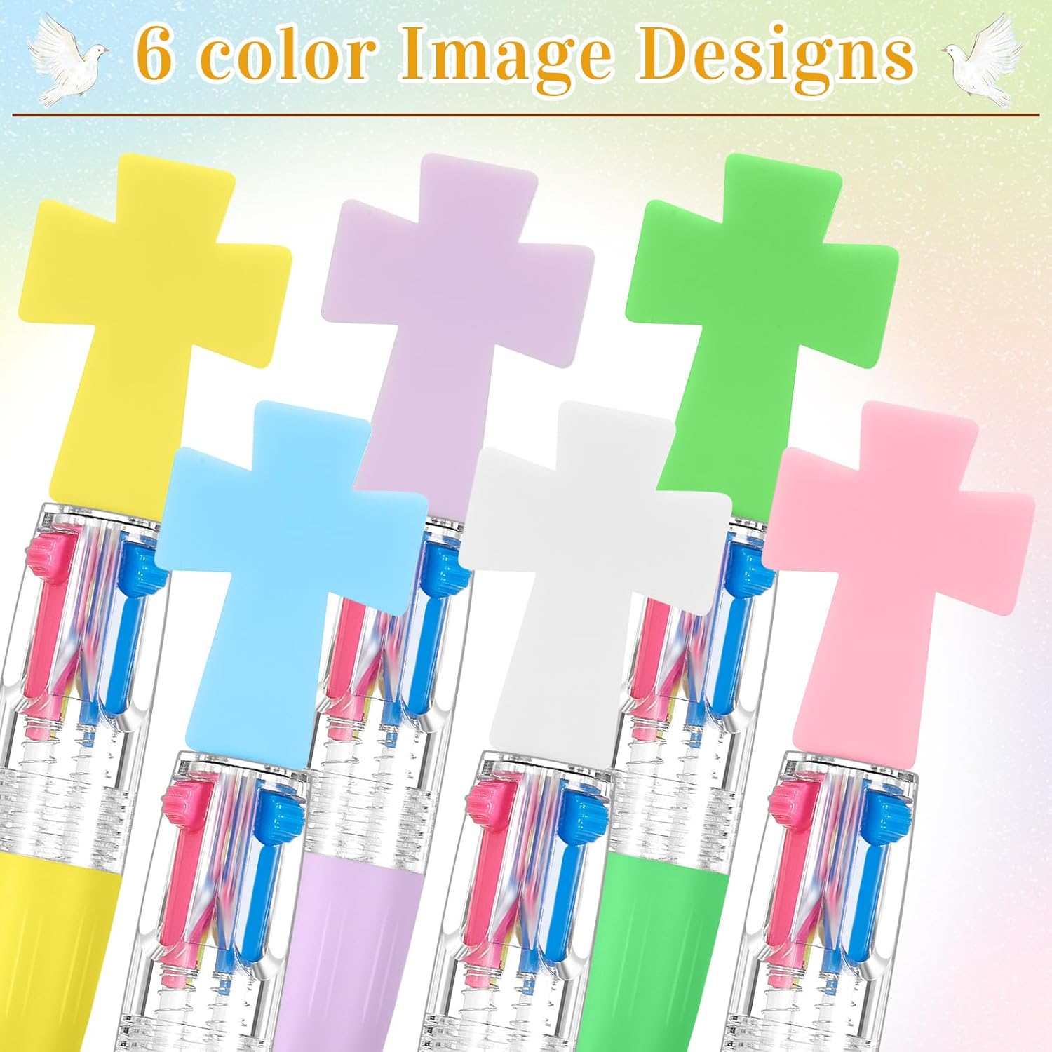 Kosiz 48 Pcs Cross Party Favors Pen Multicolor 4 in 1 0. 5mm Ballpoint Pen for Office Sport Lover Back to Novelty Gifts Goodie Bags Stuffers
