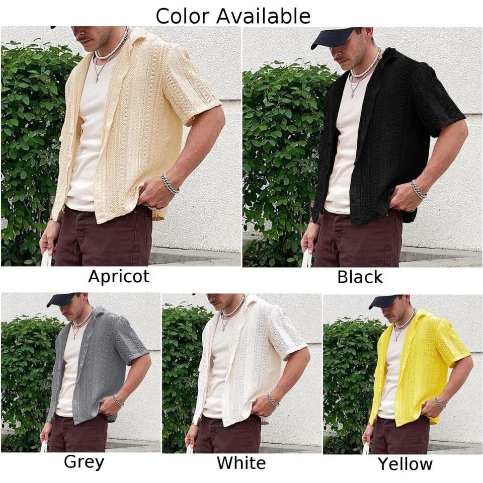 New ListingFashionable Beachwear Men's Vintage Knit Tops Turndown Collar Cardigans4