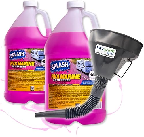 Miniatura 1 de Splash RV & Marine - Juego de 2 galones anticongelante anticongelante de 50 F, boquilla de embudo de plástico flexible para una invernación sin