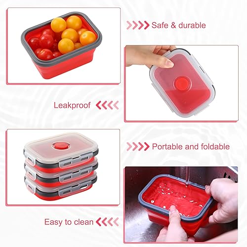 Miniatura 3 de Mumufy Paquete de 24 recipientes plegables para alimentos con tapas, recipientes pequeños de almacenamiento de alimentos de Navidad de 12 onzas,