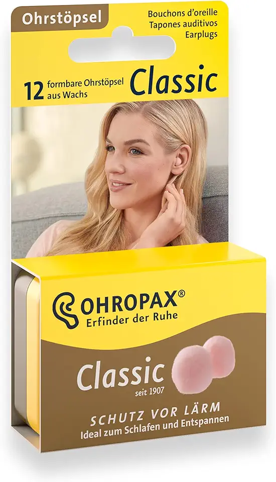Ohropax Tampões de ouvido clássicos - 12 tampões de ouvido