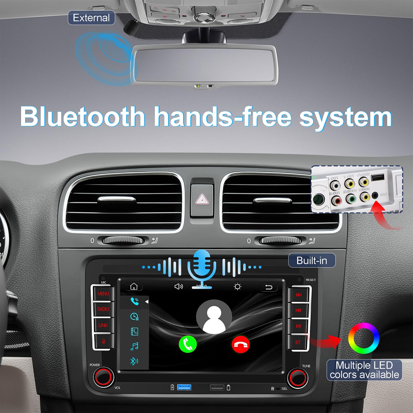Autoradio per VW Golf R32/Plus/5/6, Passat, Polo T5,Seat, Touran, Skoda, supporto Carplay wireless/cablato e Android Auto, Radio supporto AM/FM/RDS/USB,BT,DSP, autoradio touch screen HD da 7 pollici