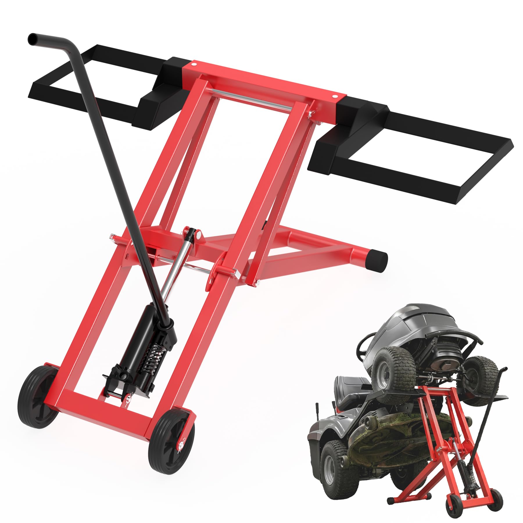 ACXIN Elevador para cortacésped, plataforma elevadora para tractor de césped, altura ajustable, marco de acero, ruedas de PVC, capacidad de carga 227 kg, altura ajustable 45/54/65,5 cm, jardinería