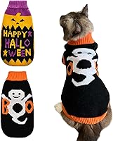 Vista 9 de 2 suéteres de Halloween para perro, gatito, gato, cachorros, gatos, Halloween, calabaza, fantasma, suéter para mascotas, suéter de Halloween, ropa
