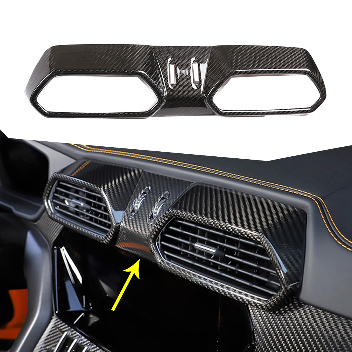 Car Interior Central Control Air Conditioning Outlet Trim Frame Fit for Lamborghini Urus 2018-2021 Real Carbon Fiber Auto