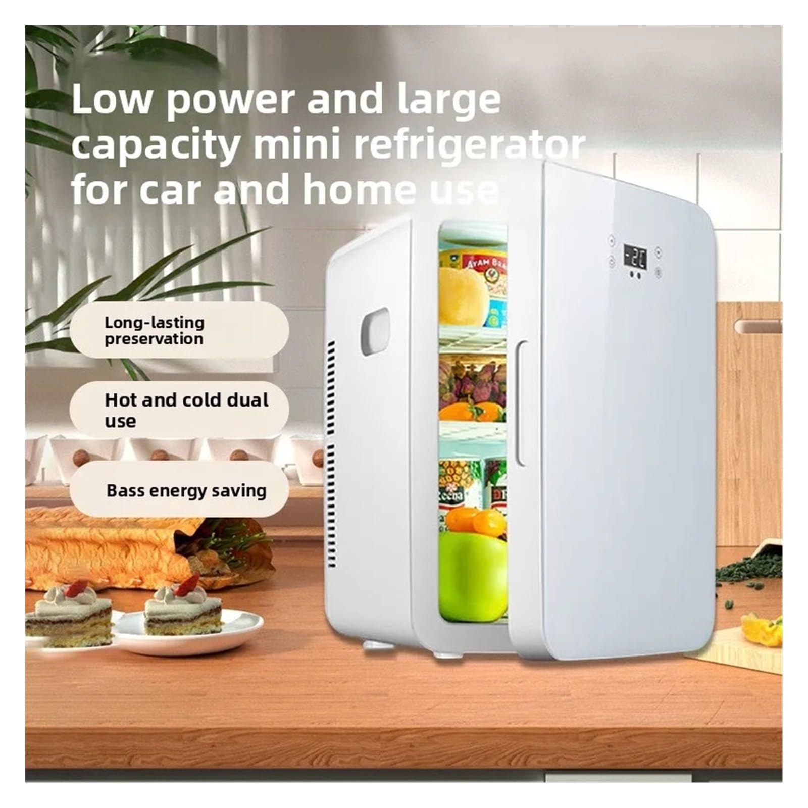 Refrigerador Doble for Coche, 22 litros, for Uso doméstico, con calefacción y refrigeración, Mini refrigerador, 55-75 W, 220-240 V