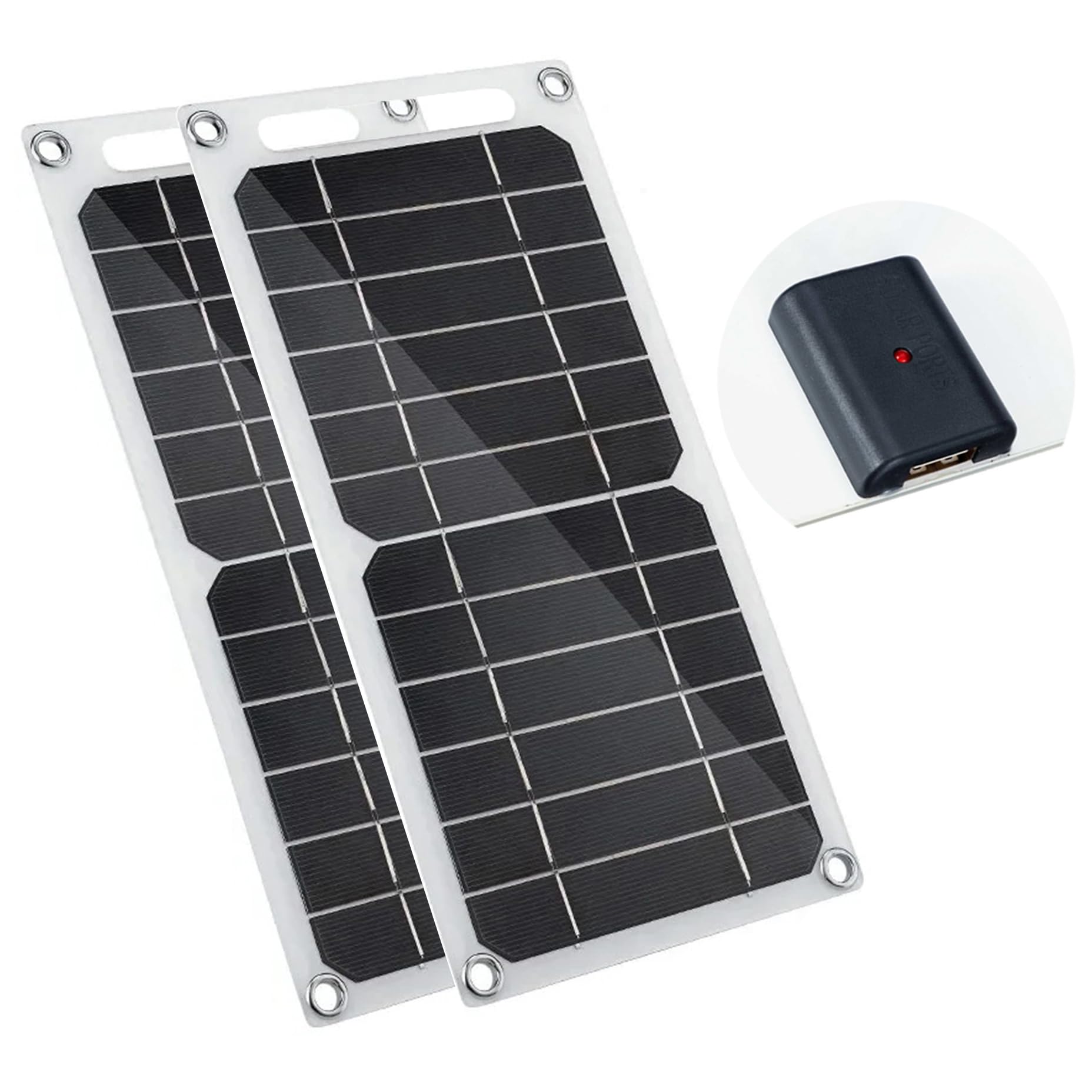 2PCS Mini 5V 6W USB Solar Panel, Portable 5 Volt 6 Watt High Efficiency Monocrystalline Solar Panel Battery Charger for Cellphone Power Bank Camera Fan Camping Lantern etc.
