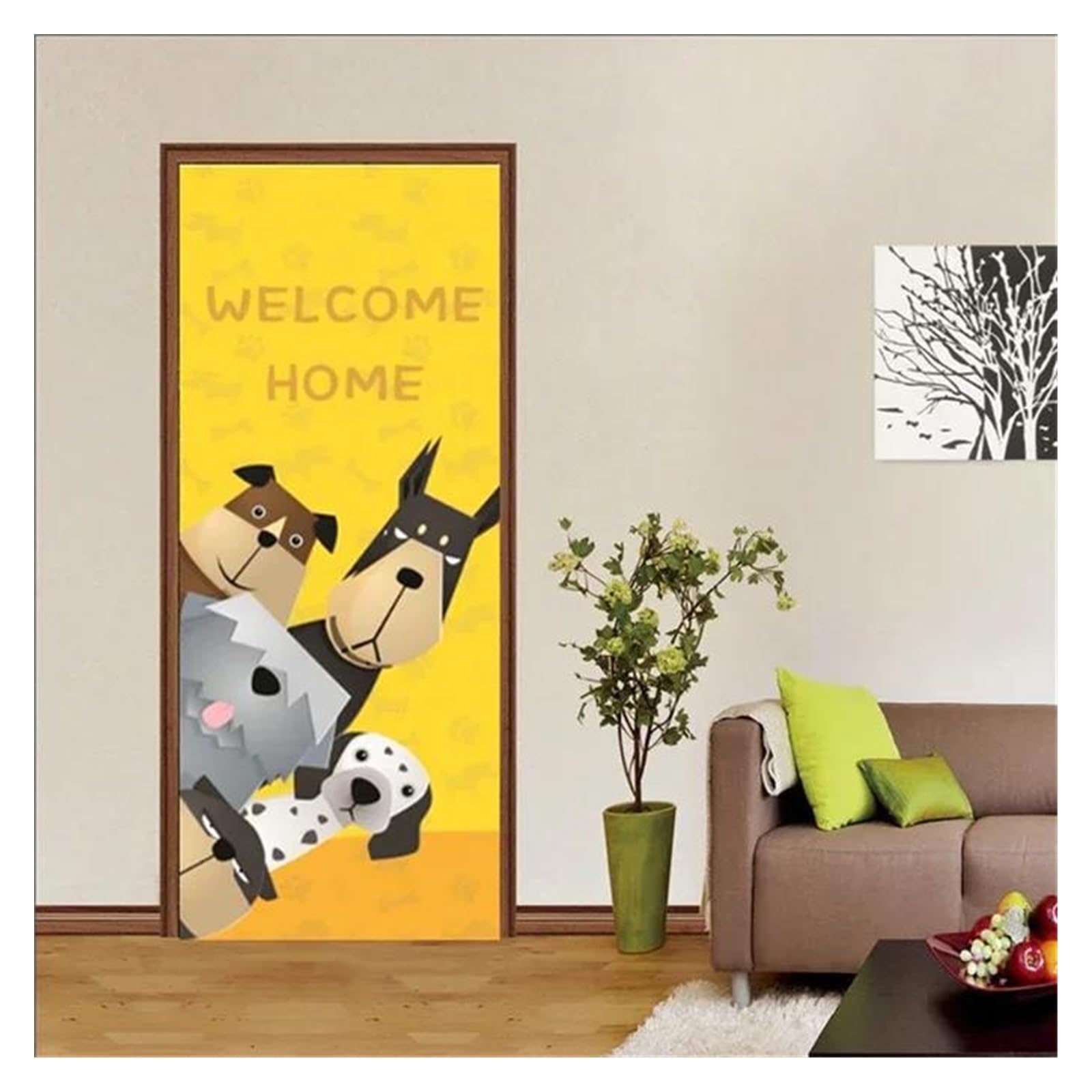 Stickers muraux animaux mignons 95x215cm papier peint auto-adhésif B